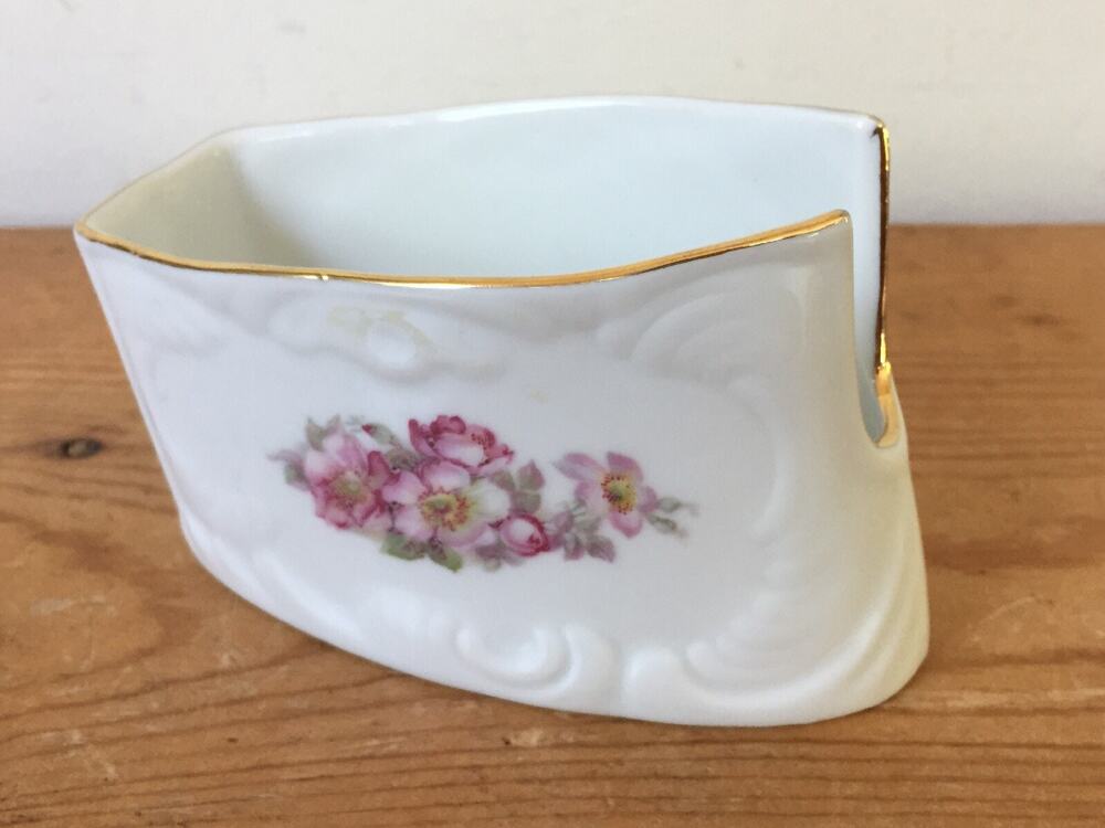 Vtg Gerold Porzellan Bavaria W Germany Porcelain Hair Brush Holder Spoon Rest